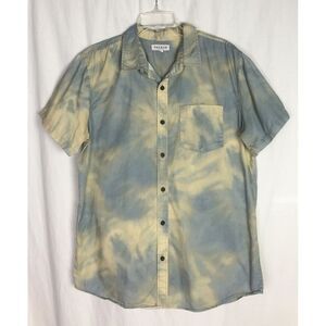 Pacsun Short‎ Sleeve Button Front Shirt Men Size L Marble Cotton